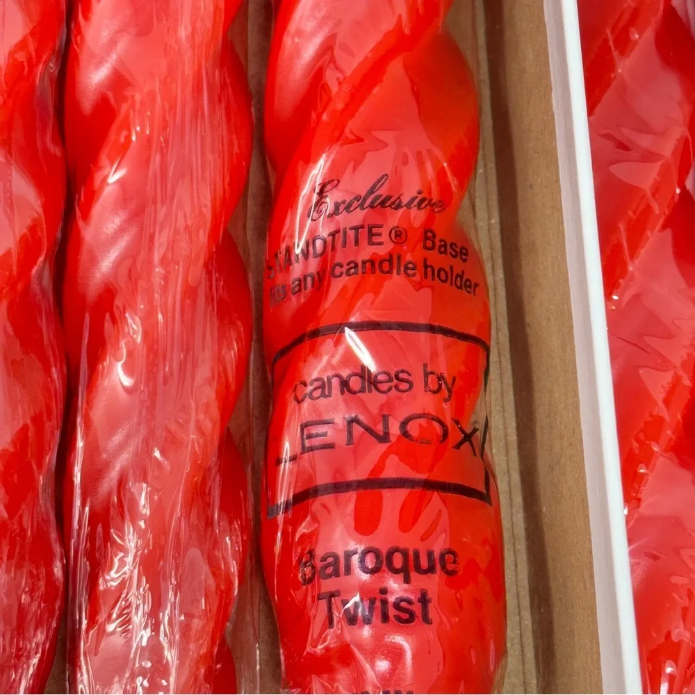 Vintage Lenox 12” Baroque Twist Taper Candles in Red Color - NEW in Plastic